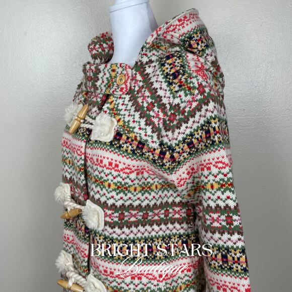 Rare Fair Isle Duffle Coat ASO Sookie Gilmore Girls Multicolor Womens Small Knit - Picture 11 of 13